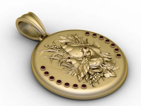 Love Birds Floral Medallion Pendant Luxury 3D Printable Jewelry Model 3D Print Model