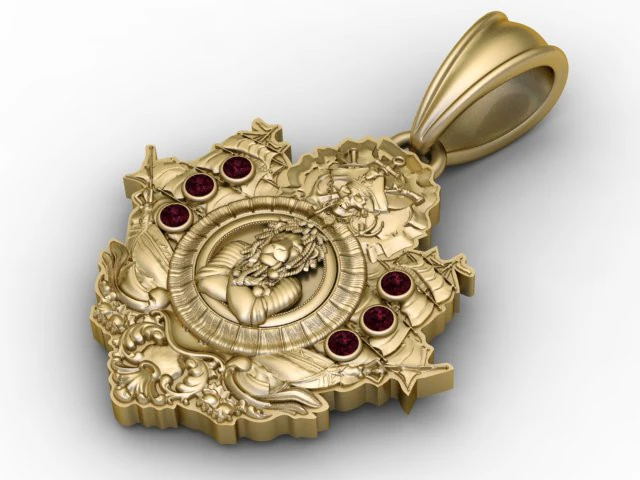 This elegant 3D printable medallion pendant features a beautifully sculpted pair of love birds surro 3D Print Model .c4d .max .obj .3ds .fbx .stl .blend 