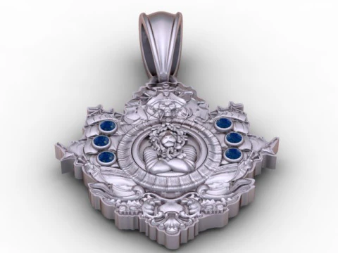 This elegant 3D printable medallion pendant features a beautifully sculpted pair of love birds surro 3D Print Model