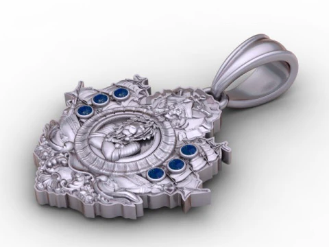 This elegant 3D printable medallion pendant features a beautifully sculpted pair of love birds surro 3D Print Model