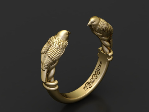 Открытый браслет-манжета Twin Bird 3D-модель ювелирного изделия для печати 3D Принт Модель