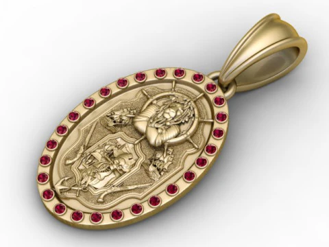 神武女神椭圆形吊坠豪华 3D 可打印珠宝模型 3D 打印模型