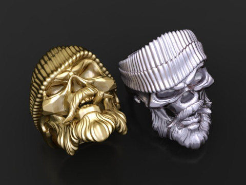 비니 시가 3D 인쇄 가능 캐릭터 조각이 있는 수염난 해골 3D 프린트 모델