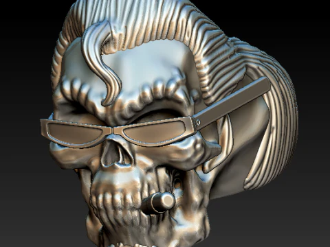 Bearded Skull with Beanie Cigar 3D Printable Character Sculpture 3D Print Model