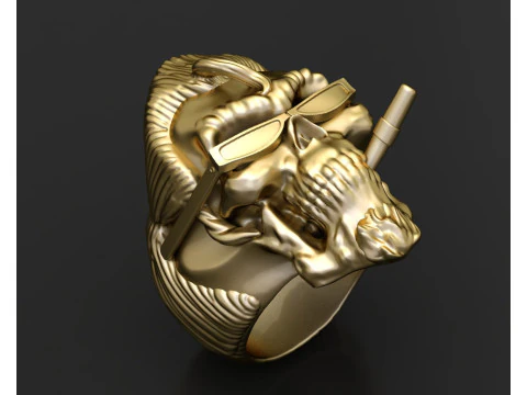 Bearded Skull with Beanie Cigar 3D Printable Character Sculpture 3D Print Model