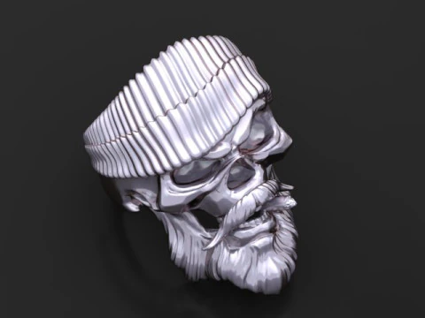 Bearded Skull with Beanie Cigar 3D Printable Character Sculpture 3D Print Model