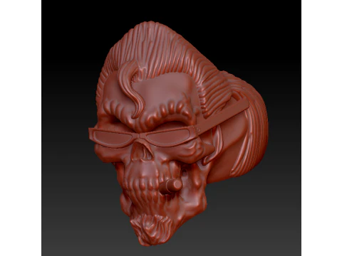 Bearded Skull with Beanie Cigar 3D Printable Character Sculpture 3D Print Model