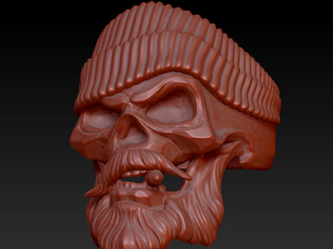 Bearded Skull with Beanie Cigar 3D Printable Character Sculpture 3D Print Model
