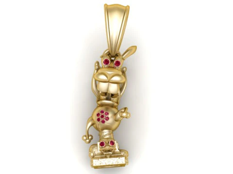 Luxury Cartoon Rabbit Pendant with Gemstone Accents 3D Printable Jewelry Model 3D Print Model