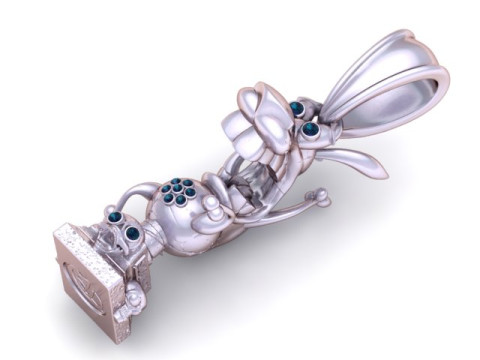 Luxury Cartoon Rabbit Pendant with Gemstone Accents 3D Printable Jewelry Model 3D Print Model