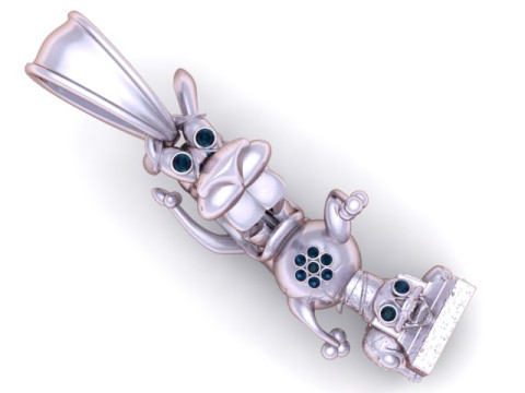Luxury Cartoon Rabbit Pendant with Gemstone Accents 3D Printable Jewelry Model 3D Print Model