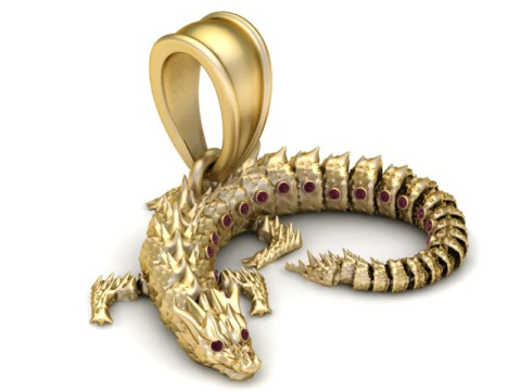 Luxury Dragon Serpent Pendant with Gemstone Spine 3D Printable Jewelry Model 3D Print Model