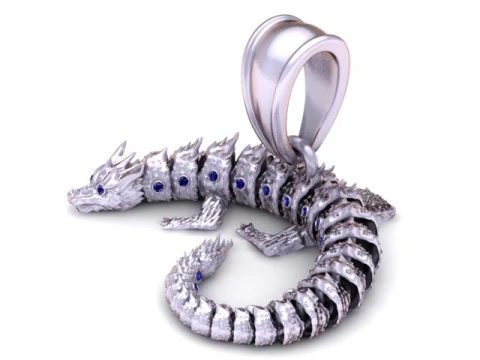 Luxury Dragon Serpent Pendant with Gemstone Spine 3D Printable Jewelry Model 3D Print Model