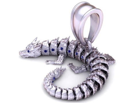 Luxury Dragon Serpent Pendant with Gemstone Spine 3D Printable Jewelry Model 3D Print Model