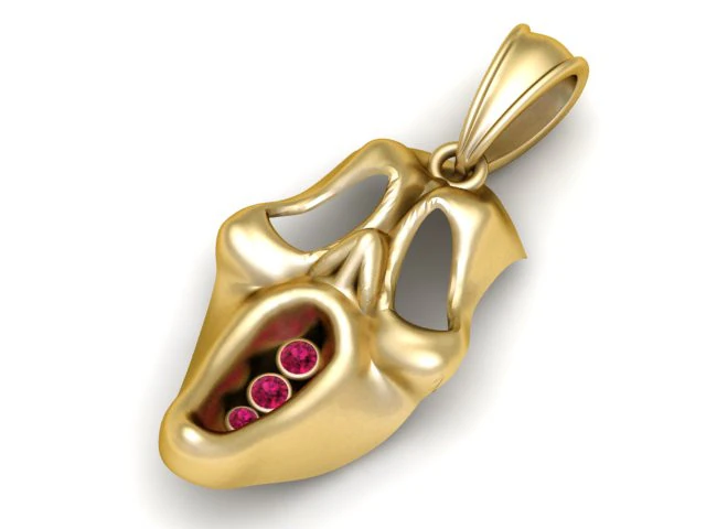 Luxury Abstract Skull Pendant with Gemstone Inlay 3D Printable Jewelry Model 3D Print Model .c4d .max .obj .3ds .fbx .stl .blend 