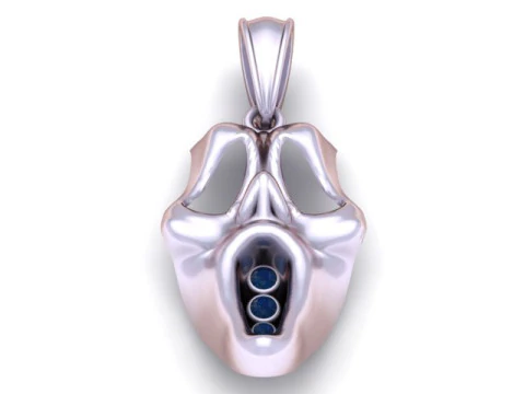 Luxury Abstract Skull Pendant with Gemstone Inlay 3D Printable Jewelry Model 3D Print Model