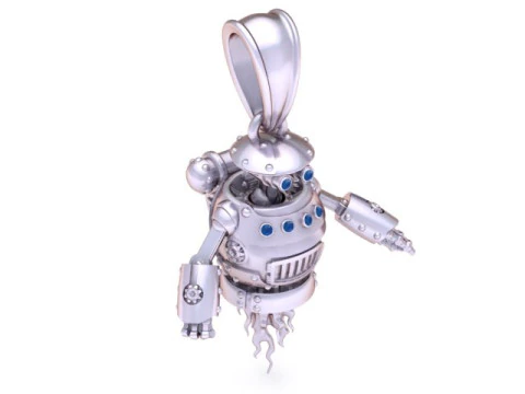 Ciondolo robot Steampunk di lusso con dettagli in pietre preziose Modello di gioiello stampabile in 3D Modello di stampa 3D