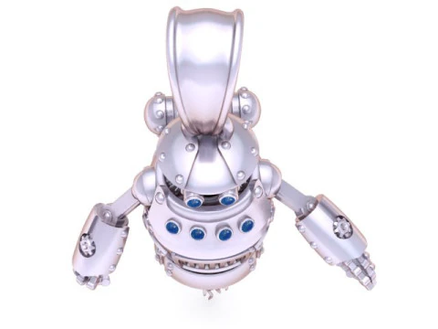 Ciondolo robot Steampunk di lusso con dettagli in pietre preziose Modello di gioiello stampabile in 3D Modello di stampa 3D