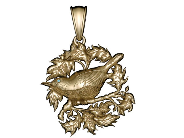 Title 3D Printable Bird Pendant Model 3D Print Model .c4d .max .obj .3ds .fbx .stl .blend 