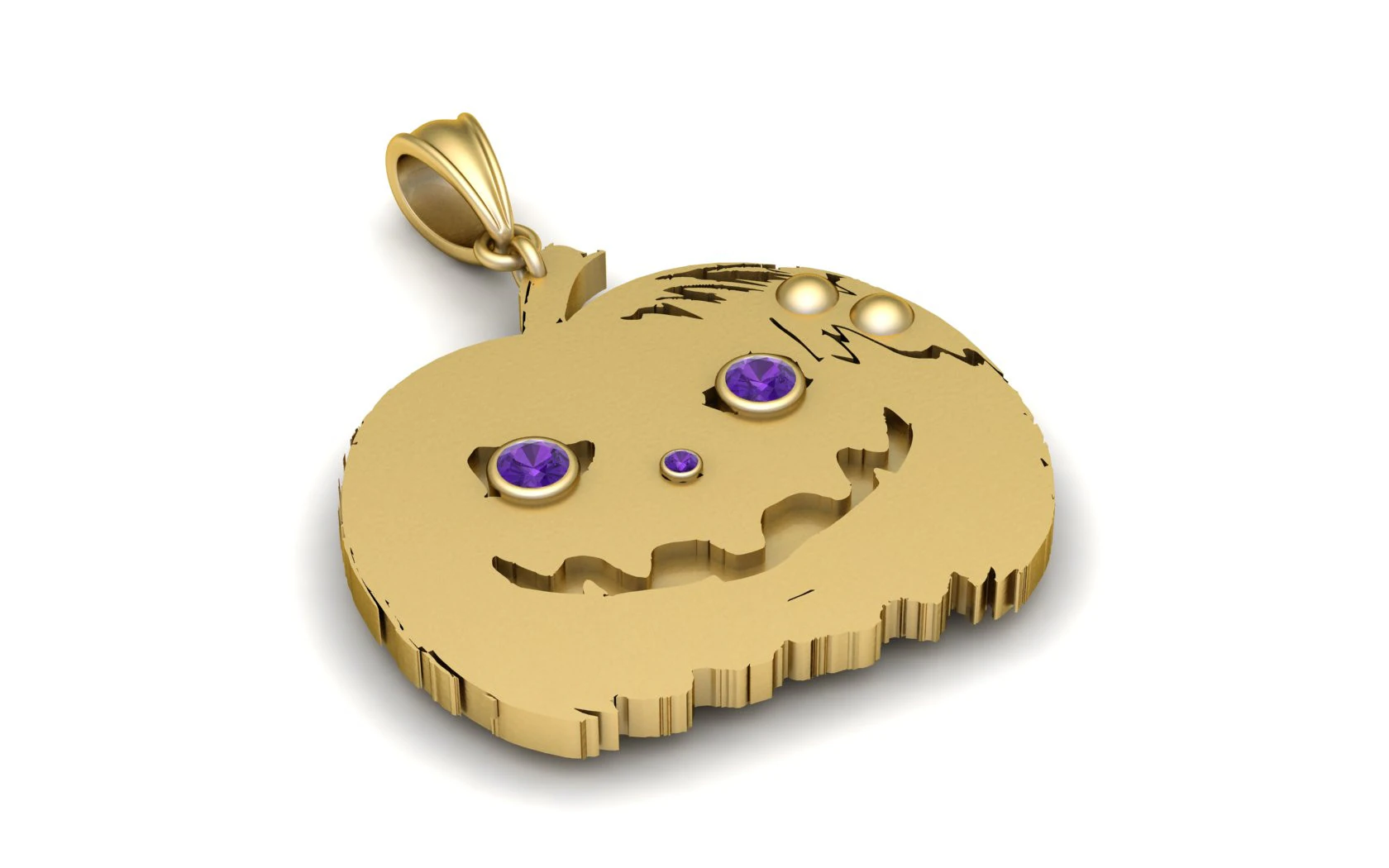 Ciondolo con faccia di zucca stampabile in 3D con gemme blu e biancheCiondolo con faccia di zucca stampabile in 3D con blu Modello di stampa 3D .c4d .max .obj .3ds .fbx .stl .blend 