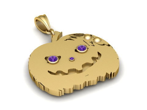 Wisiorek z twarzą dyni do wydrukowania w 3D z niebieskimi i białymi klejnotami Wisiorek z twarzą dyni do wydrukowania 3D z Blu Model do druku 3D