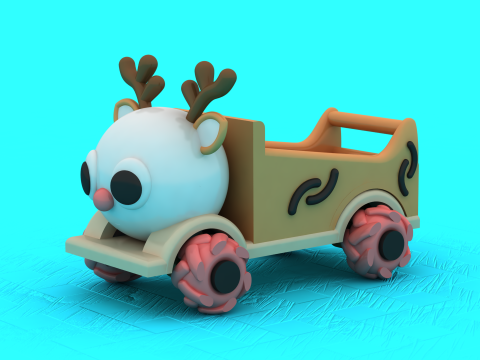 Cute Reindeer Car Toy 3D Print Model