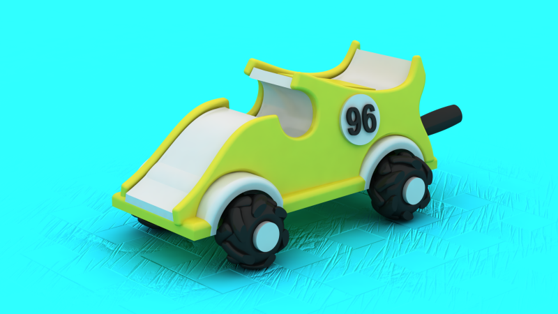 Zabawkowy samoch&oacute;d z kresk&oacute;wki Model do druku 3D .c4d .max .obj .3ds .fbx .stl .blend 