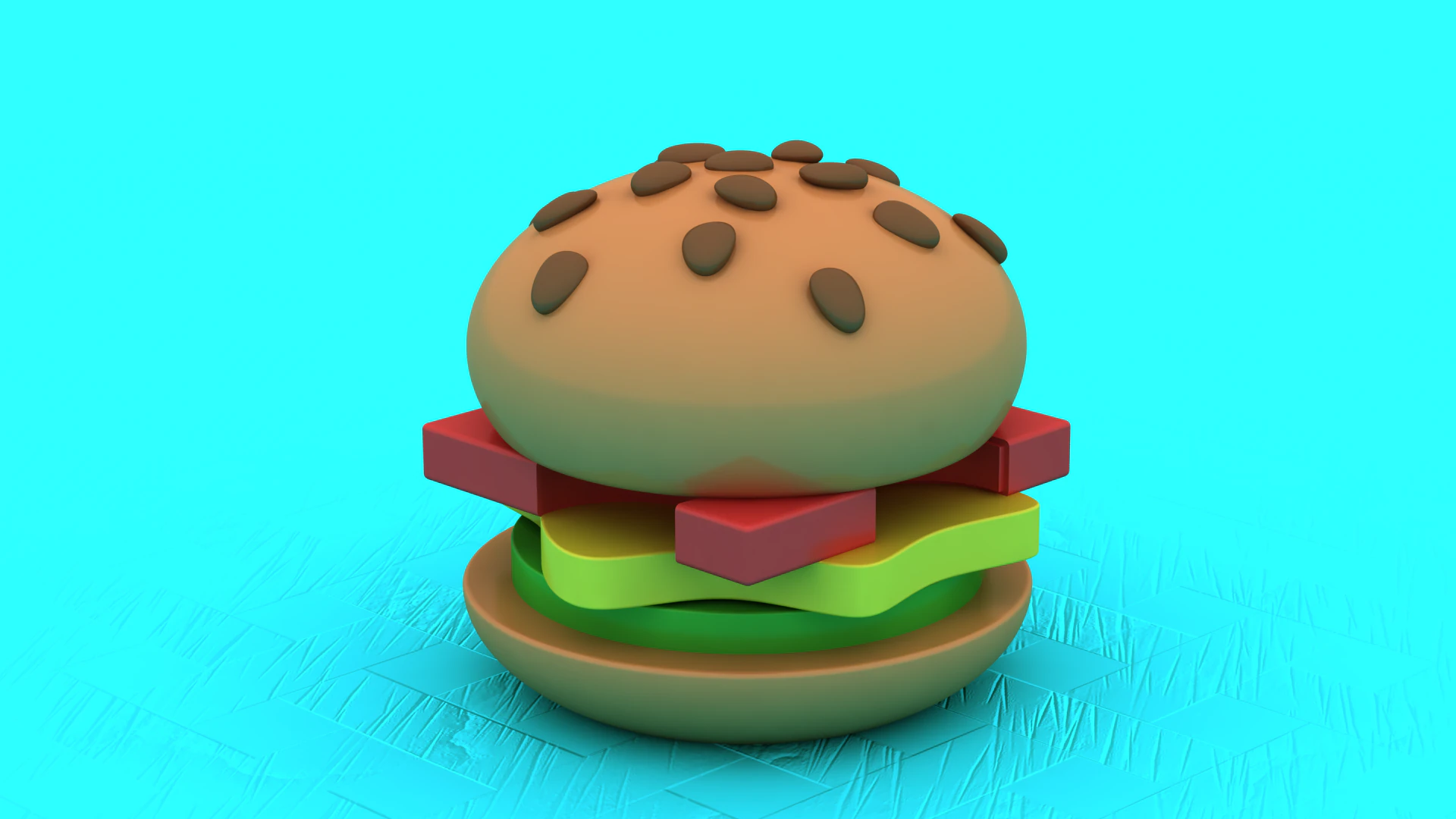 Cute Cartoon Burger 3D Print Model .c4d .max .obj .3ds .fbx .stl .blend 