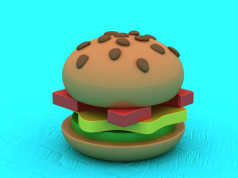 Hamburger simpatico cartone animato Modello di stampa 3D