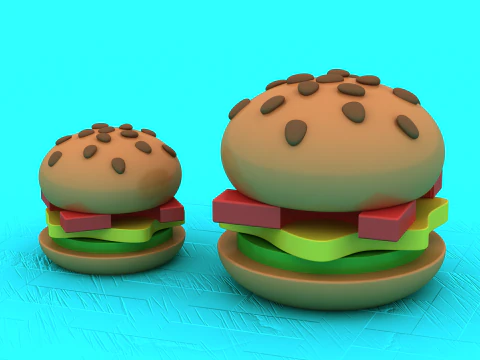 Cute Cartoon Burger 3D Print Model