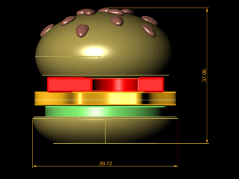 Cute Cartoon Burger 3D Print Model