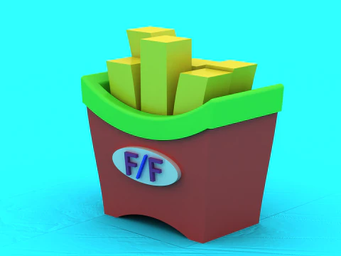 可爱的卡通炸薯条 3D 打印模型