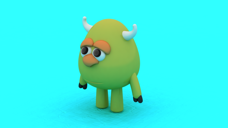 Cute Cartoon Monster 3D Print Model .c4d .max .obj .3ds .fbx .stl .blend