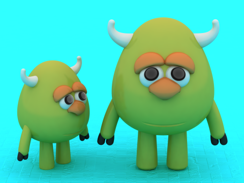 Cute Cartoon Monster 3D Print Model