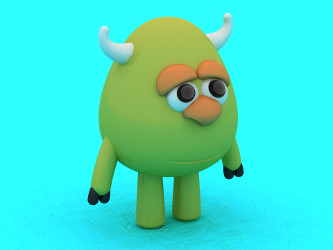 Cute Cartoon Monster 3D Print Model