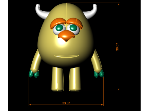 Cute Cartoon Monster 3D Print Model