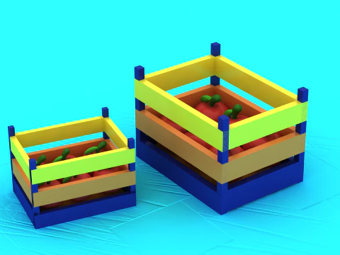 Cartoon Fruit Crate 3D Mode 3D Print Model