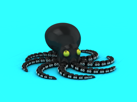 Cute Cartoon Octopus 3D Print Model