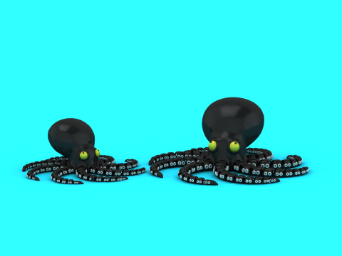 Cute Cartoon Octopus 3D Print Model