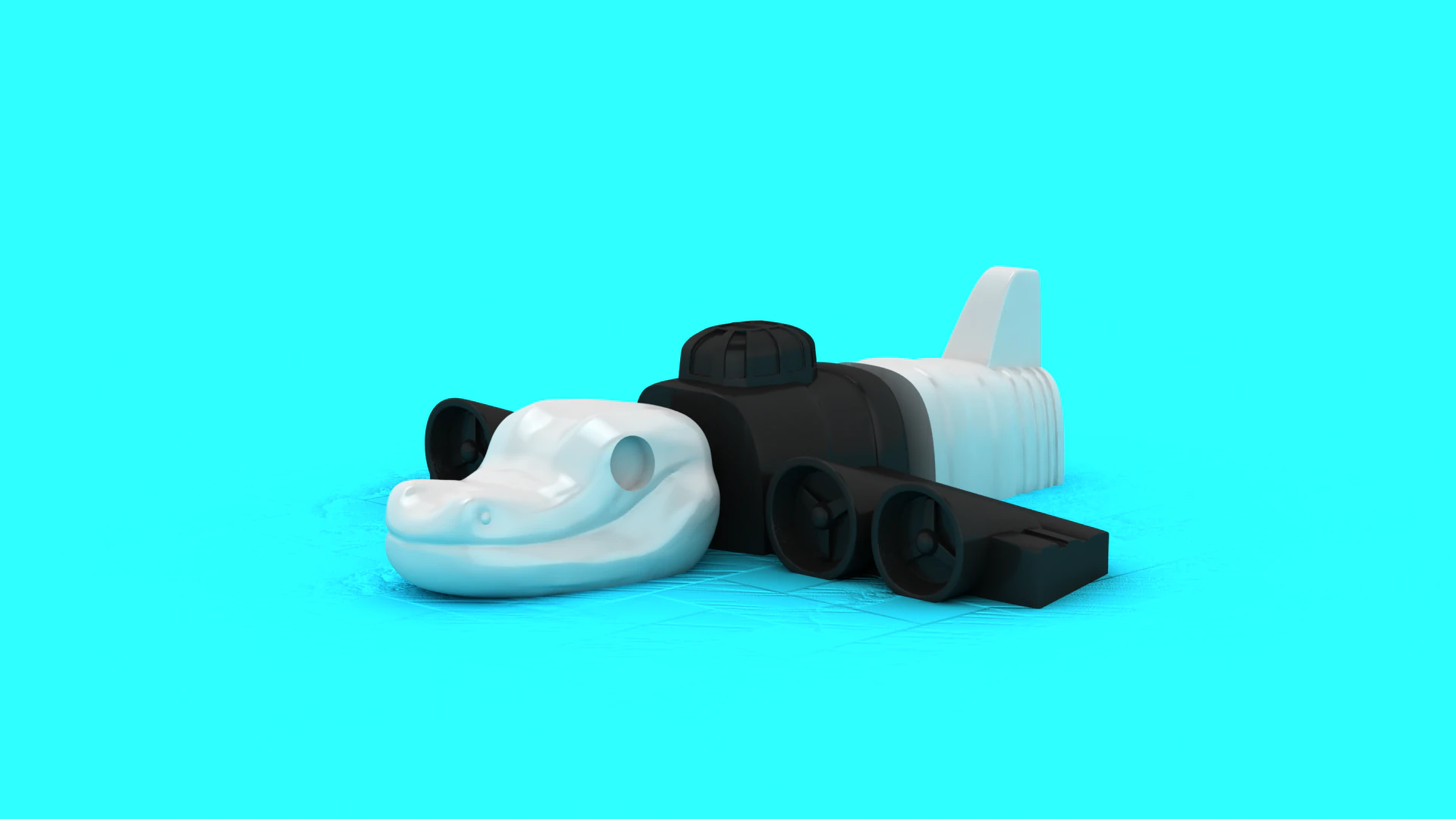 Crocodile Train Toy 3D Mode 3D Print Model .c4d .max .obj .3ds .fbx .stl .blend 