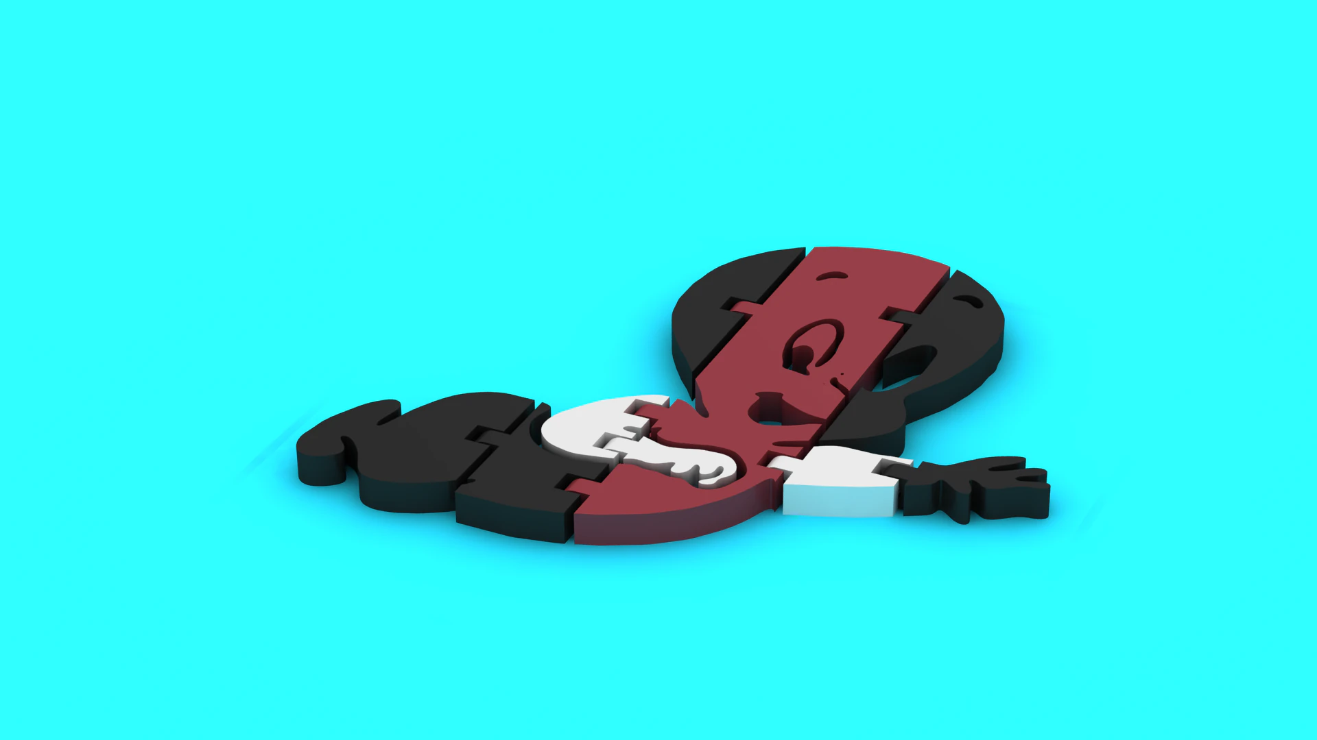 Cute Cartoon Puzzle Character 3D Print Model .c4d .max .obj .3ds .fbx .stl .blend 