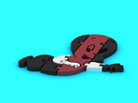 Niedlicher Cartoon-Puzzle-Charakter 3D Druckmodell