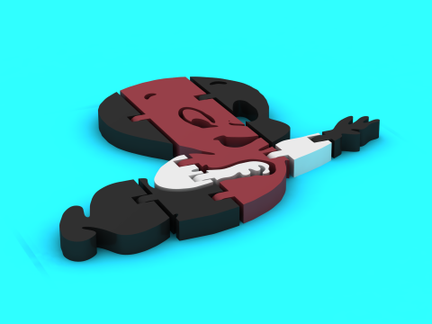 귀여운 만화 퍼즐 캐릭터 3D 프린트 모델