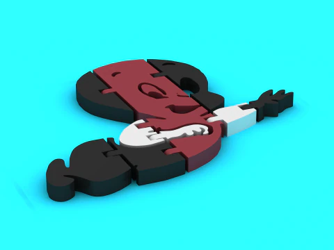 Cute Cartoon Puzzle Character 3D Print Model