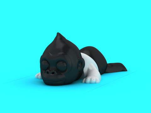 Cute Baby Gorilla 3D Print Model