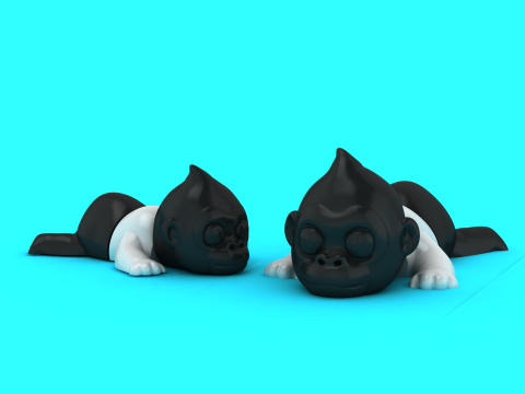 Cute Baby Gorilla 3D Print Model