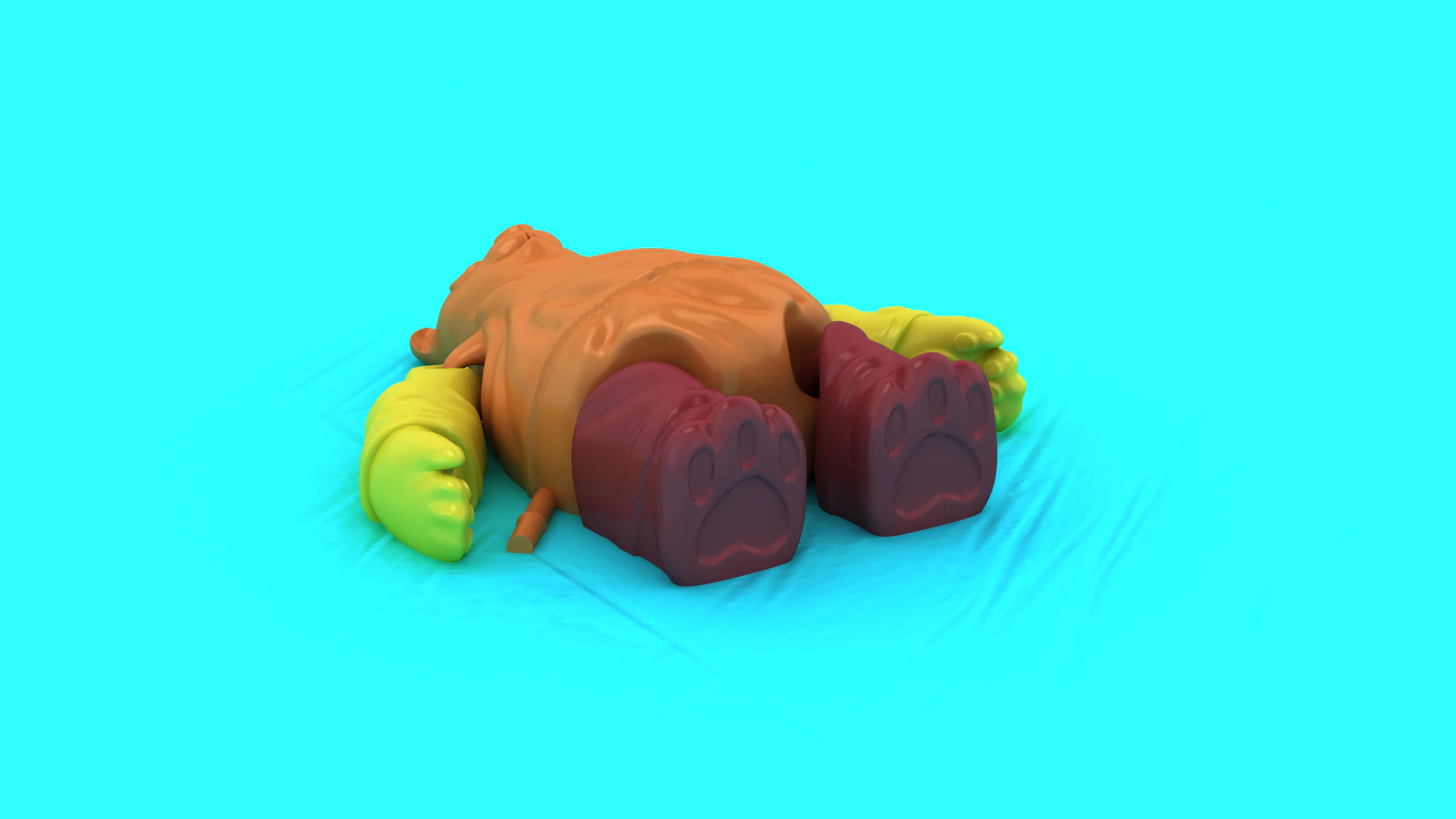 Cute Lying Teddy Bear 3D Print Model .c4d .max .obj .3ds .fbx .stl .blend