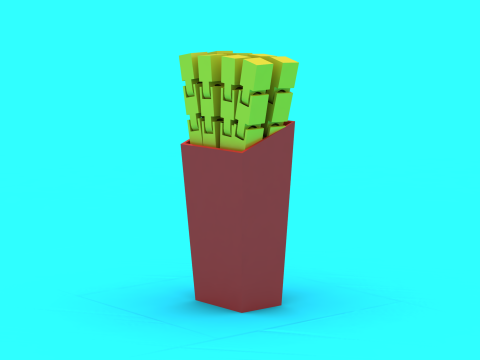 Stylized Cartoon French Fries 3D Print Model