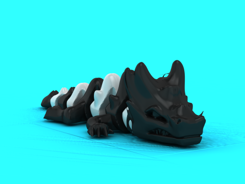 Kerangka Naga Bergaya Model Cetak 3D