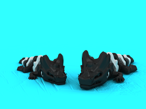 Kerangka Naga Bergaya Model Cetak 3D